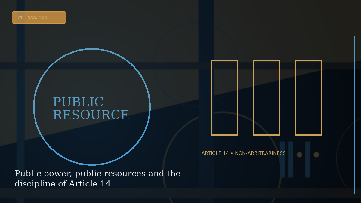Editorial visual explaining Public power, public resources and the discipline of Article 14